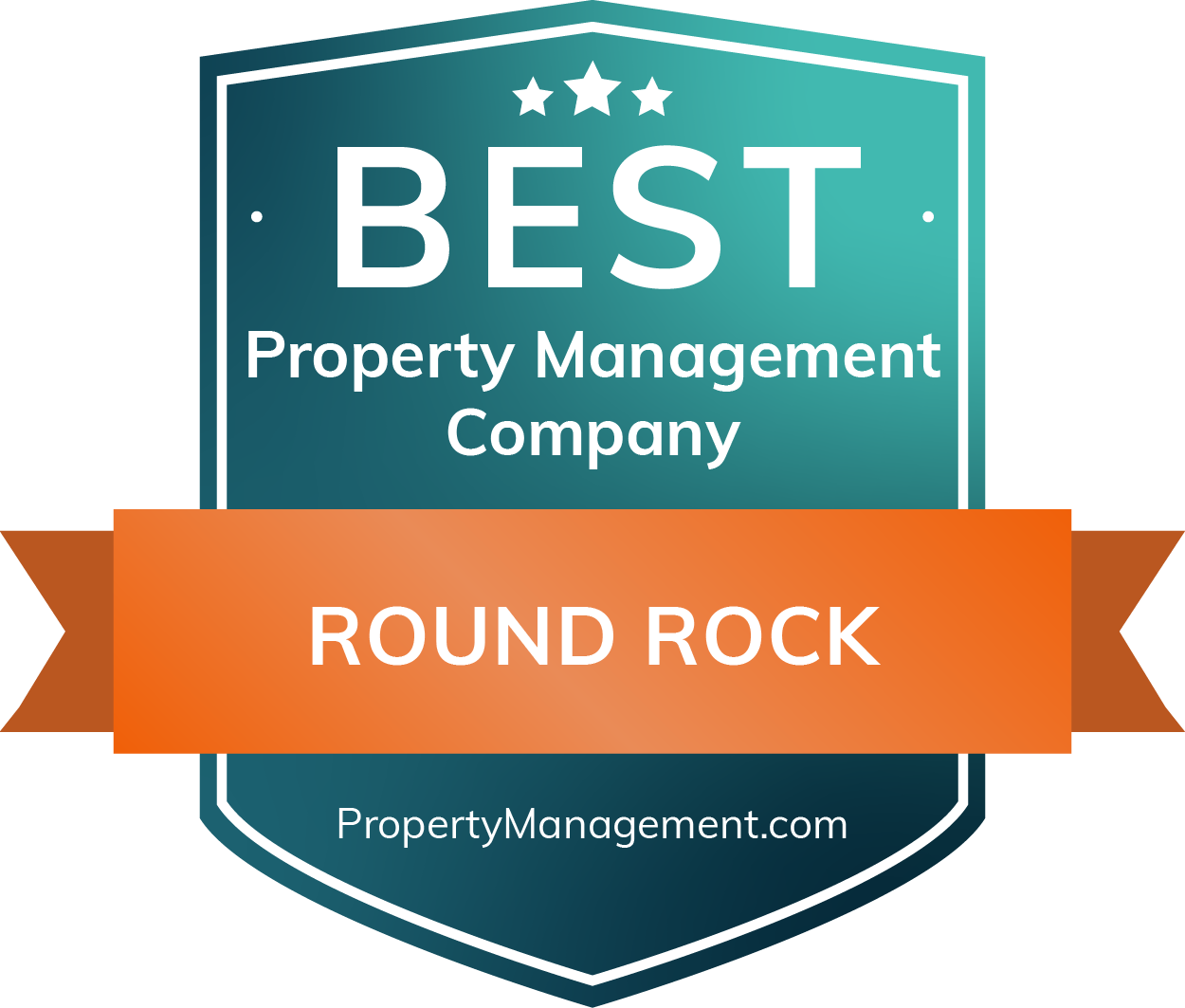 A badge that says best property management company round rock